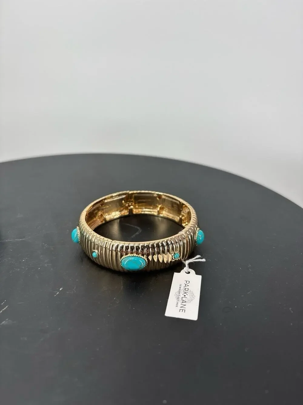 BNWT Park Lane Rae Bangle Bracelet Gold Turquoise Cabochon Beaded Stretch Design